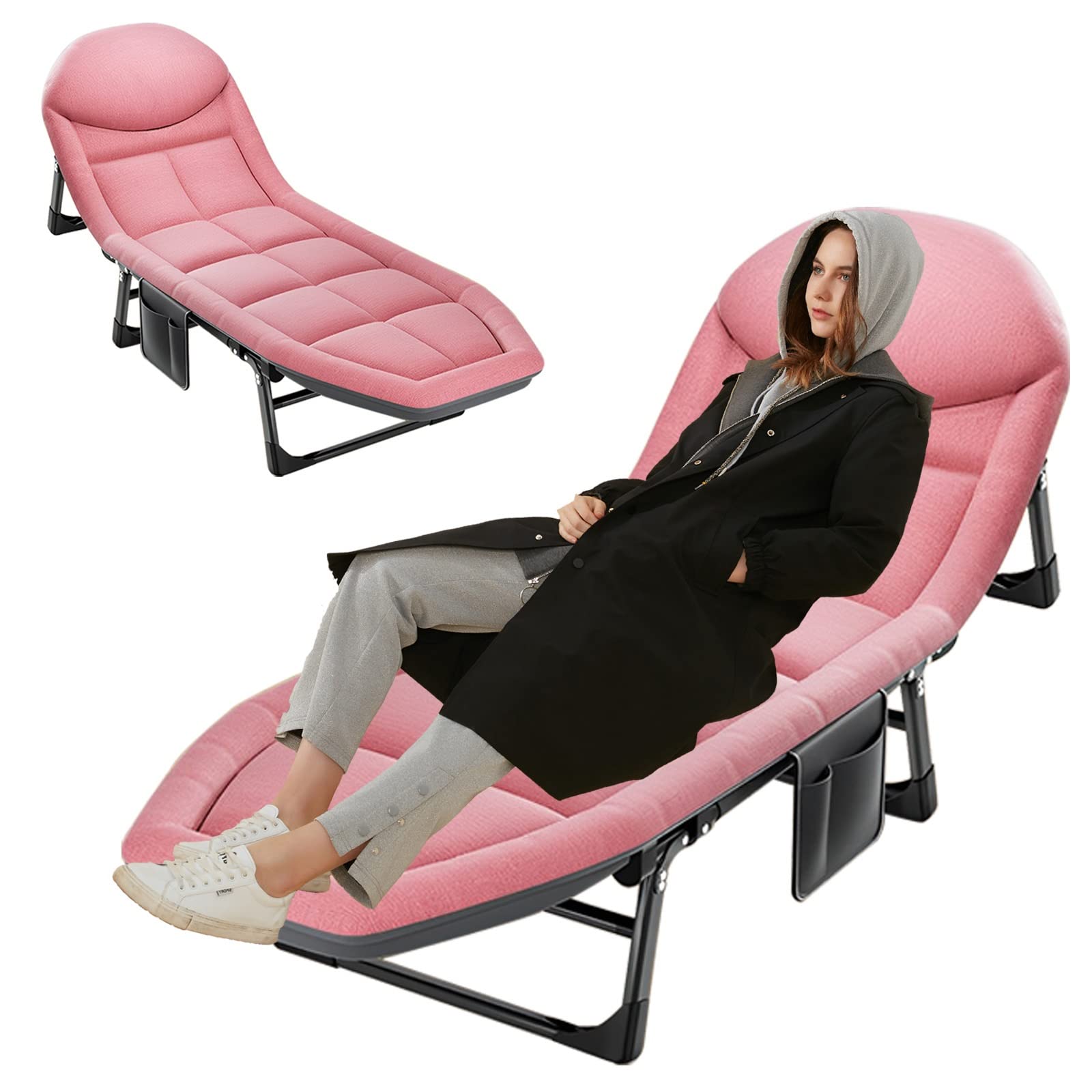 Lettino Mare Beach, Sedia Pieghevole Lettino Sdraio con Schienale Regolabile, Lettino Prendisole Brandina Ideale per Giardino Spiaggia Piscina (Color : Pink)