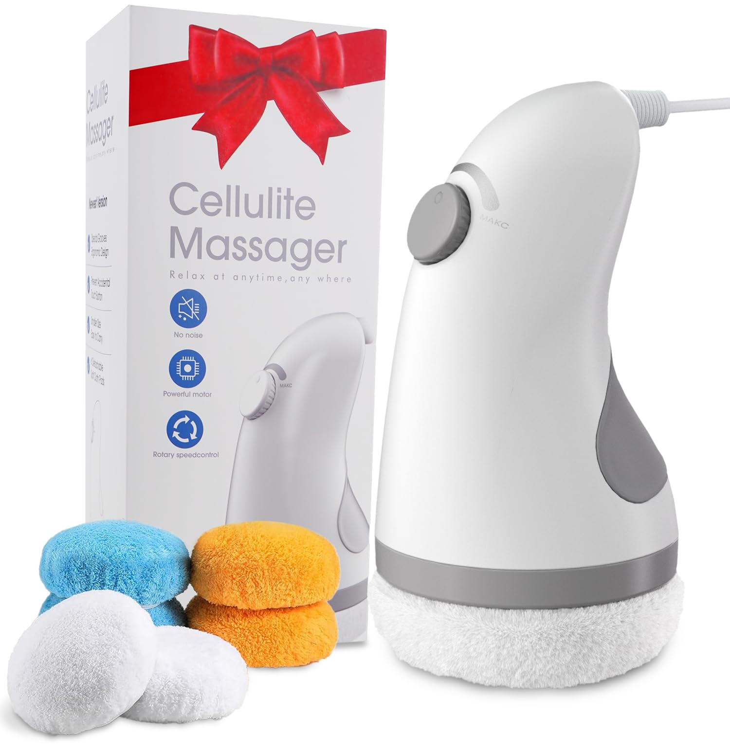 Masseur de cellulite avec 6 coussinets lavables doux pour la peau pour l'abdomen, la taille, les fesses, les bras et les jambes, idéal pour une utilisation quotidienne à la maison ou en voyage
