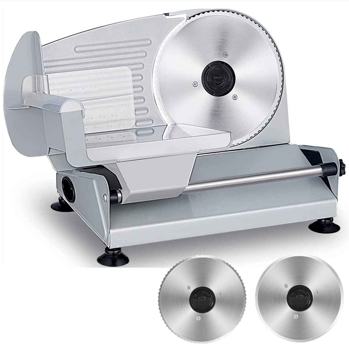 Meat Slicer, 200W Electric Deli Food Slicer with 2 Removable 19 cm Stainless Steel Blades, Adjustable Thickness Meat Slicer for Home, Food Slicer Machine for Lamb, Beef, Bread