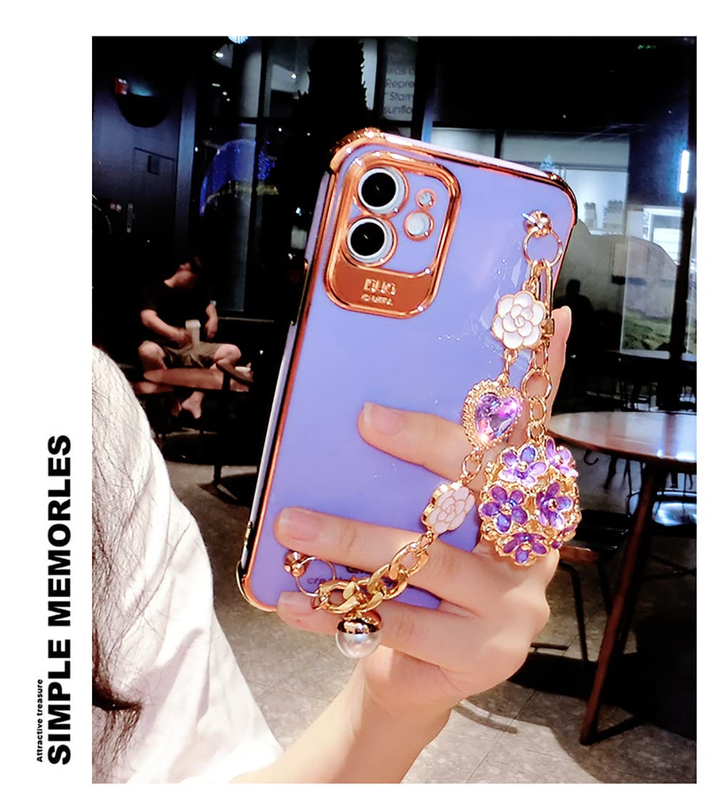 Custodia IPhone 11 Pro Max Con Cuori Dorati – Morbida Silicone Viola – Antiurto Con Supporto Ricarica Wireless - 4