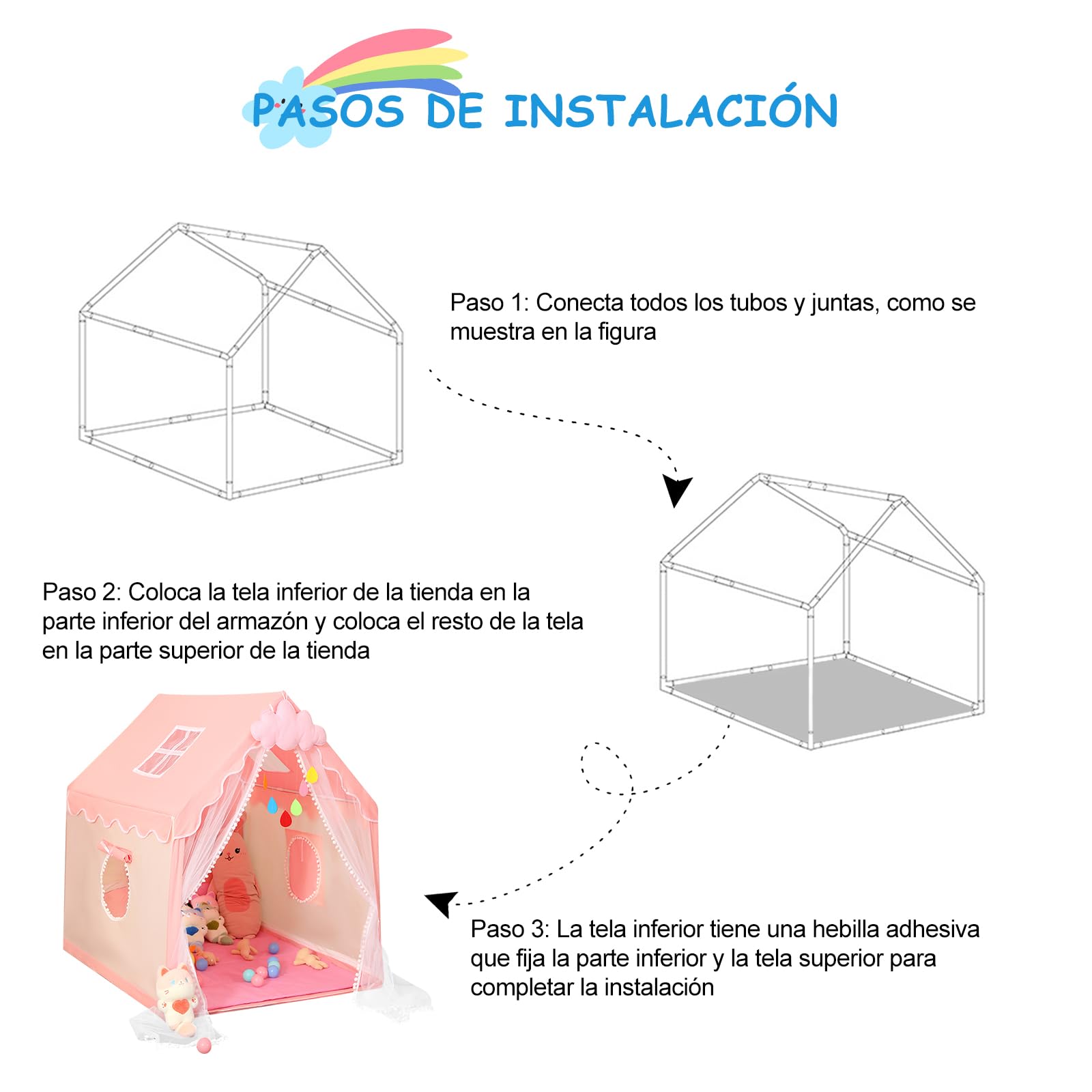 Ergocar Tenda da Gioco per Bambini, Tenda per Bambini Portatile, Castello della Principessa, Casetta dei Giochi per Interni ed Esterni, Regalo di Compleanno di Natale per Ragazzo e Ragazza