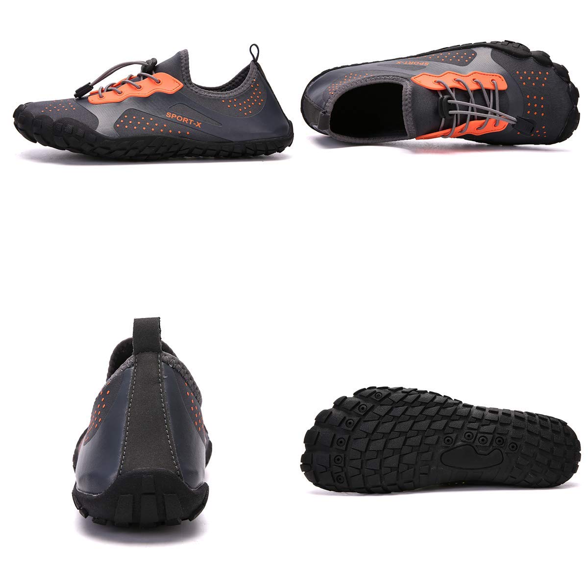 ANEMEL Mens Womens Outdoors Breathable Antiskid Shoes Quick-Dry Swim Water Shoes Walking Hiking Beach Shoes-Grey orange/12B(M) US Women/9D(M) US Men/EUR 43
