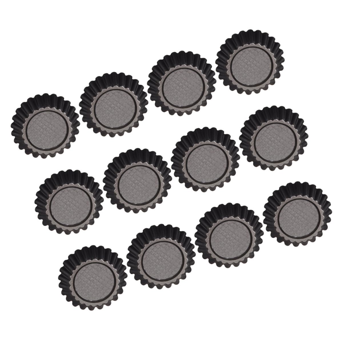 Molde para Tartaletas de Huevo de Acero al Carbono Negro, 12 Piezas, Antiadherente y Resistente a Rayaduras, para Hornear Postres y Desmoldar Fácil