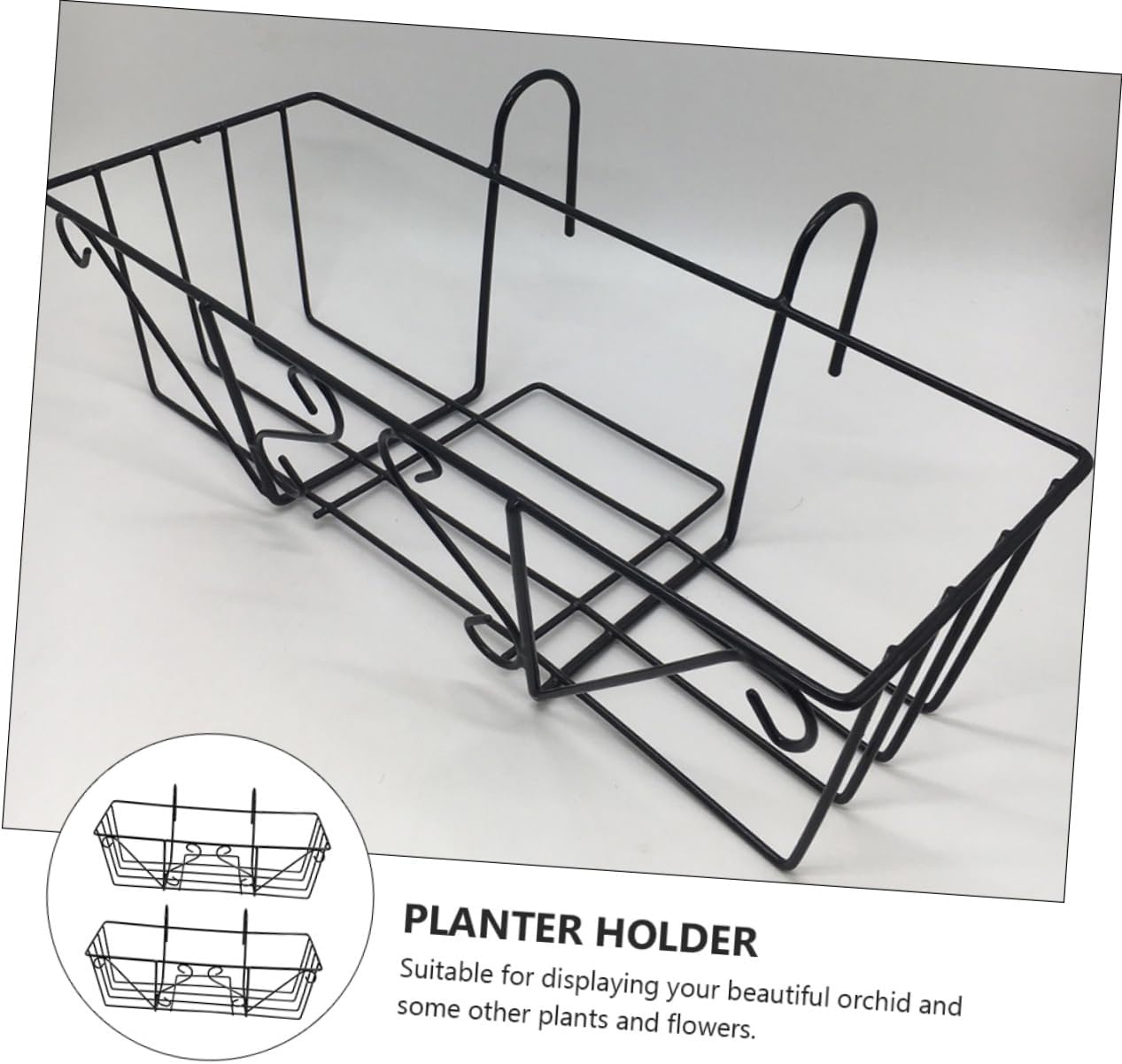 Mipcase 2Pcs Railing Planter Holder Outdoor Balcony Hanging Flowerpot Rack Durable Hanging Bonsai Stand for Vertical Gardening Plant Display