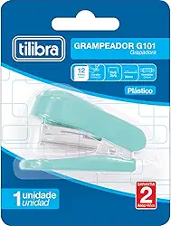 Tilibra - Grampeador 12 Folhas Mini com Extrator Aqua, G101, Multicor