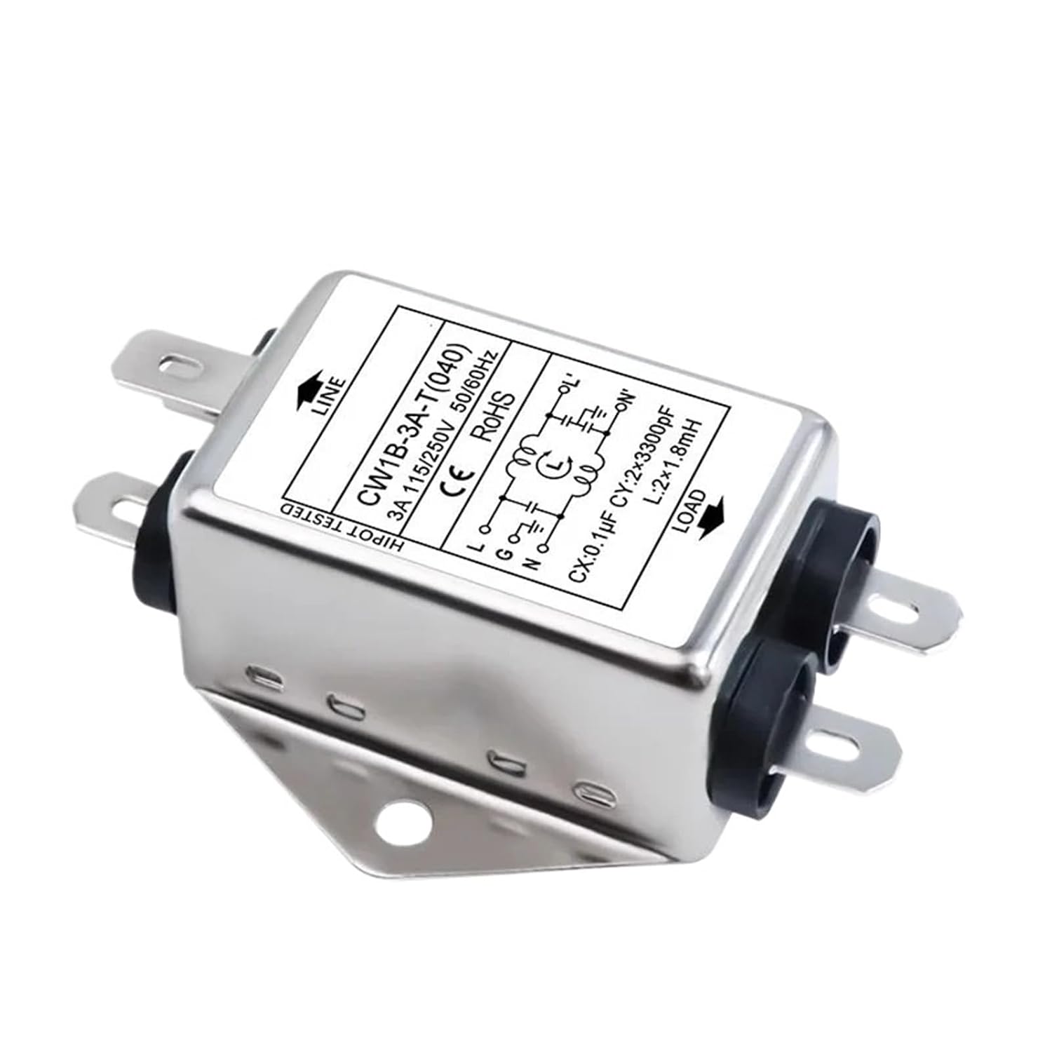 Single-Phase EMI Filter Audio Power Purifier CW1B-3A/6A/10A-T(040) 250V Anti-Interference Solder Sheet Type Power Filter(CW1B-10A-T(040))