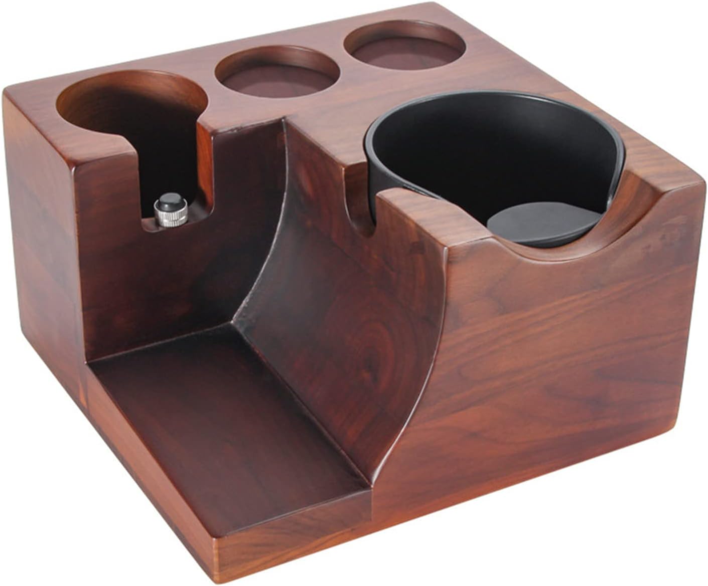 NB Coffee Three Slots Base Coffee Powder Holder Wooden Storage Box Powder Dregs Storage Bucket Filling and Pressing Seat Suitable for 51mm Coffee Machines
