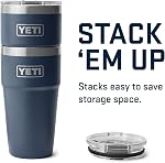 YETI Rambler 20 oz Tumbler empilable, acier inoxydable, isolant par vide avec MagSlider Bordure, marine