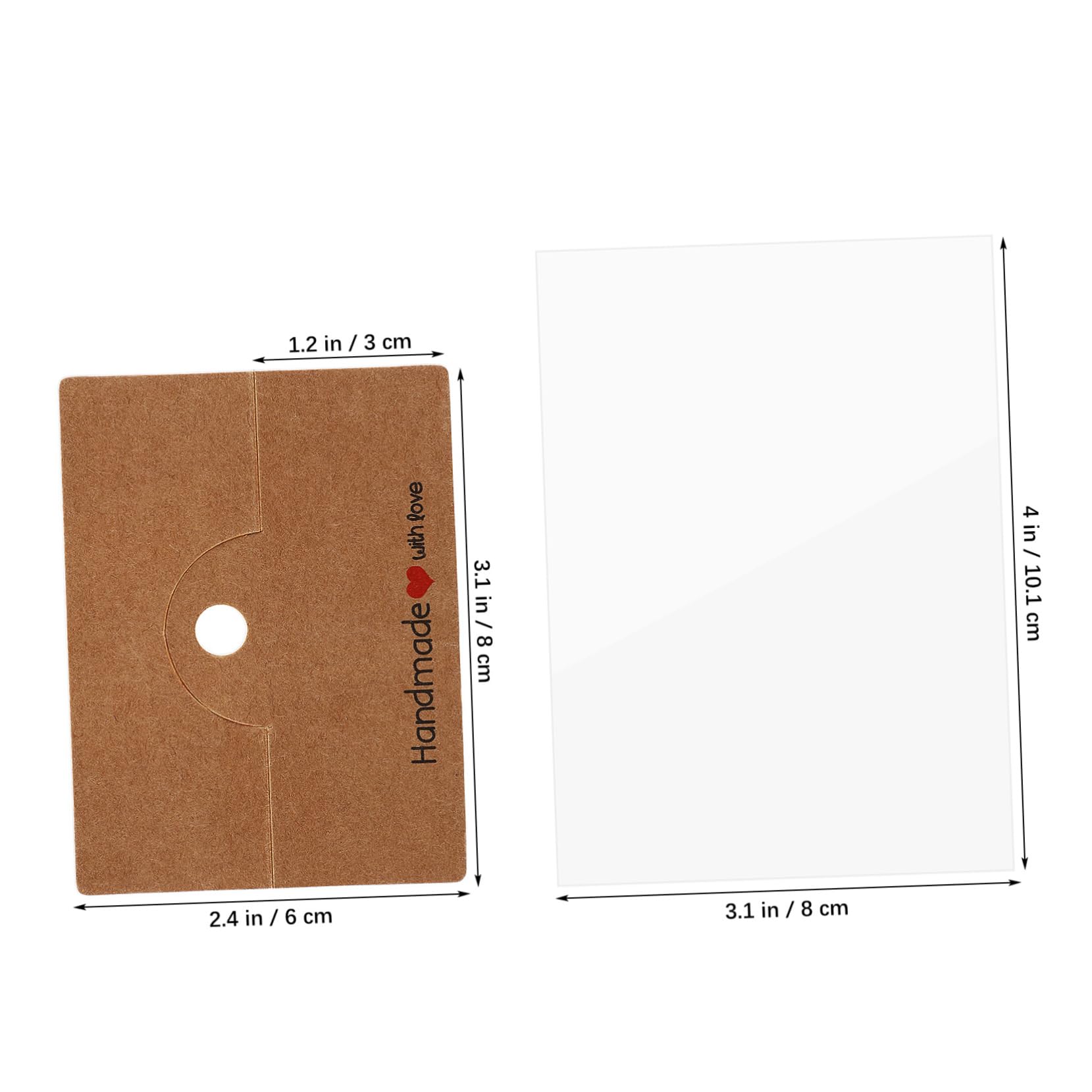 TEHAUX 200pcs Kraft Paper Jewelry Packaging Bags with Earring Holder Cards, Eco-Friendly Small Business Supplies for Jewelry, 3.97x3.14 Inches, Brown and White