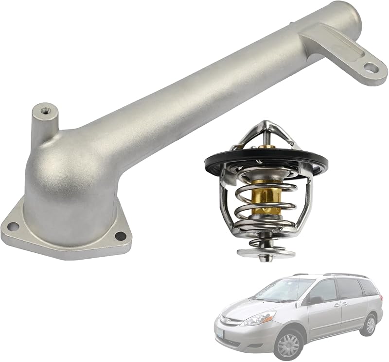 Saída de água do líquido de arrefecimento Promrmr com carcaça da válvula termostática para Lexus RX330 e Toyota Sienna 2004–2006 – Kit com 2 peças