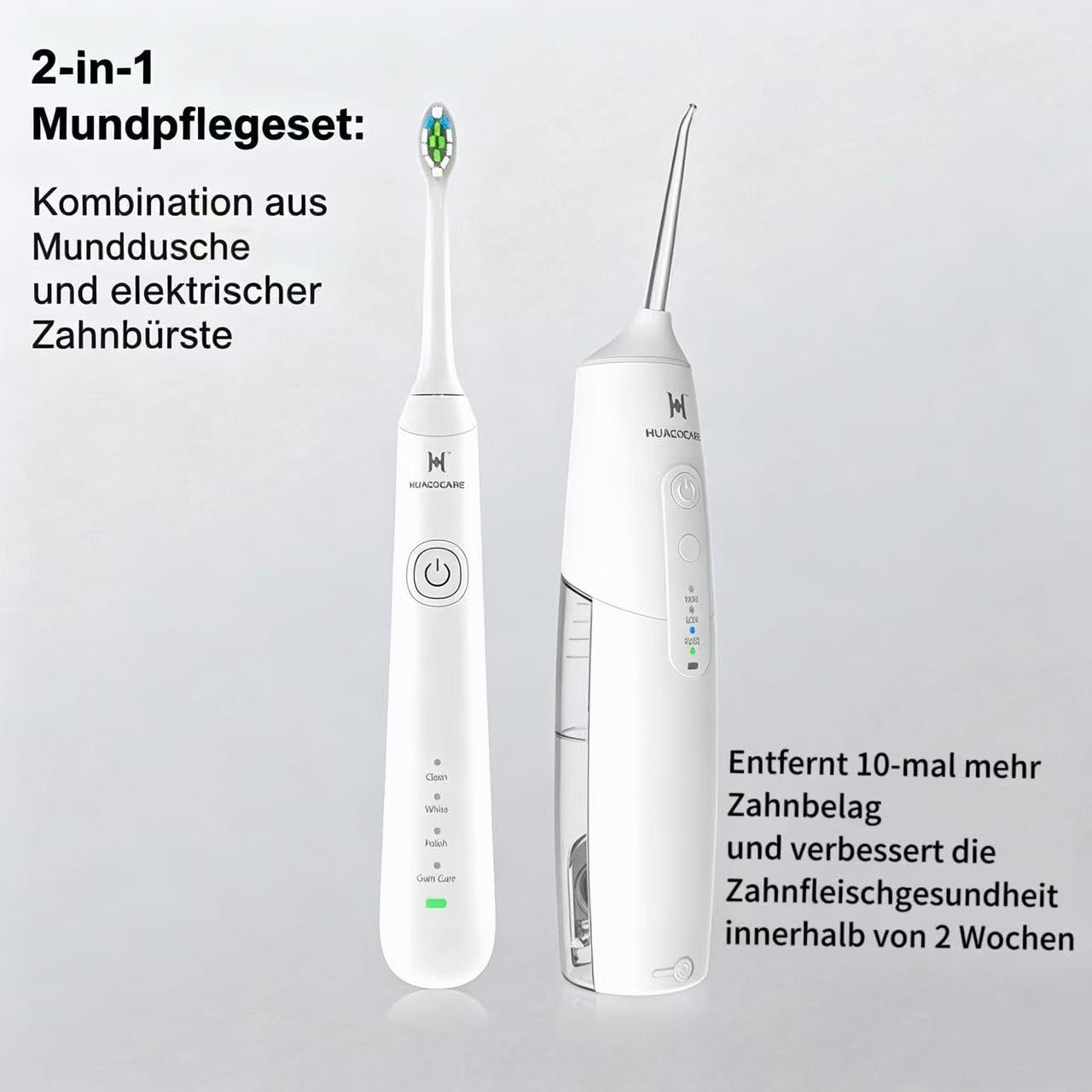 2-in-1 Mundhygiene-Set – Testsieger 2026* – Munddusche & Elektrische Zahnbürste – TÜV-geprüft – Für gesundes Zahnfleisch & gründliche Reinigung – 2000 mAh Akku, IPX7 wasserdicht – inkl. Reiseetui