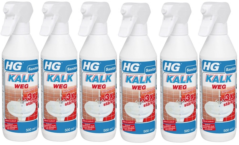 6x HG 3 x Stronger Scale Away Foam Spray Limescale Remover Cleaner Spray 0.5 L = 3 Litre