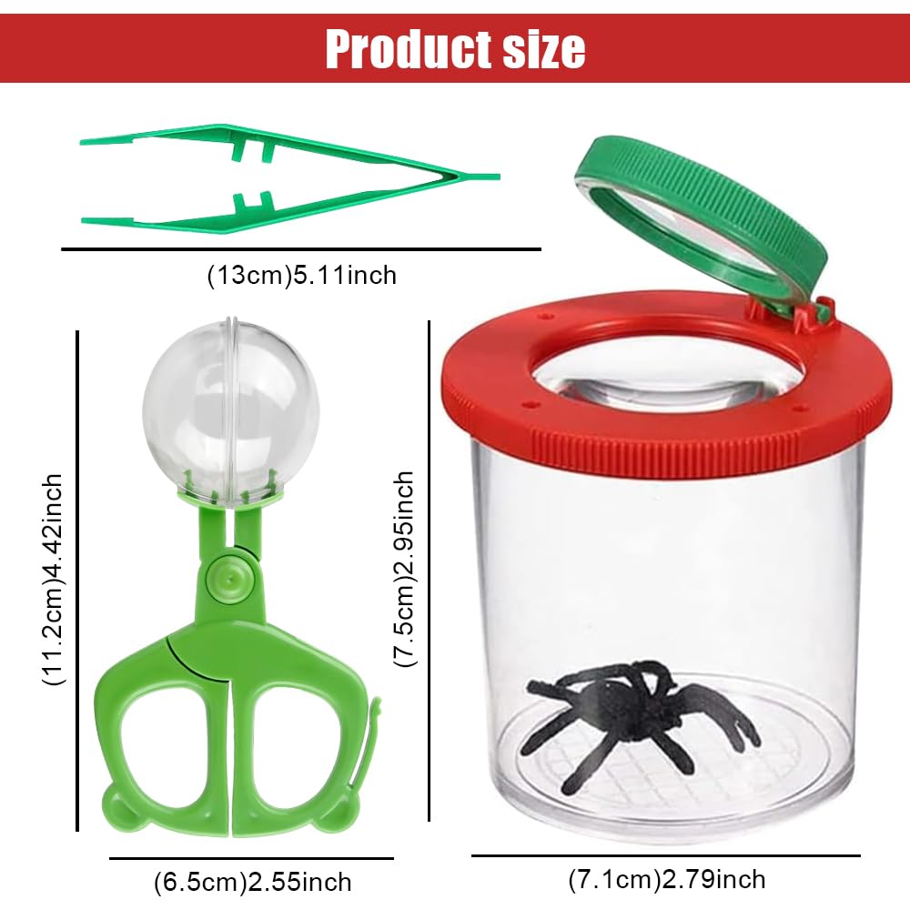 Barattolo per Insetti per Bambini, 4 Pezzi Box Insetti con Ingranditore Kit, Educational Toys Barattolo Osserva Insetti, Barattolo Osserva Insetti Trasparenti con Lente d'Ingrandimento