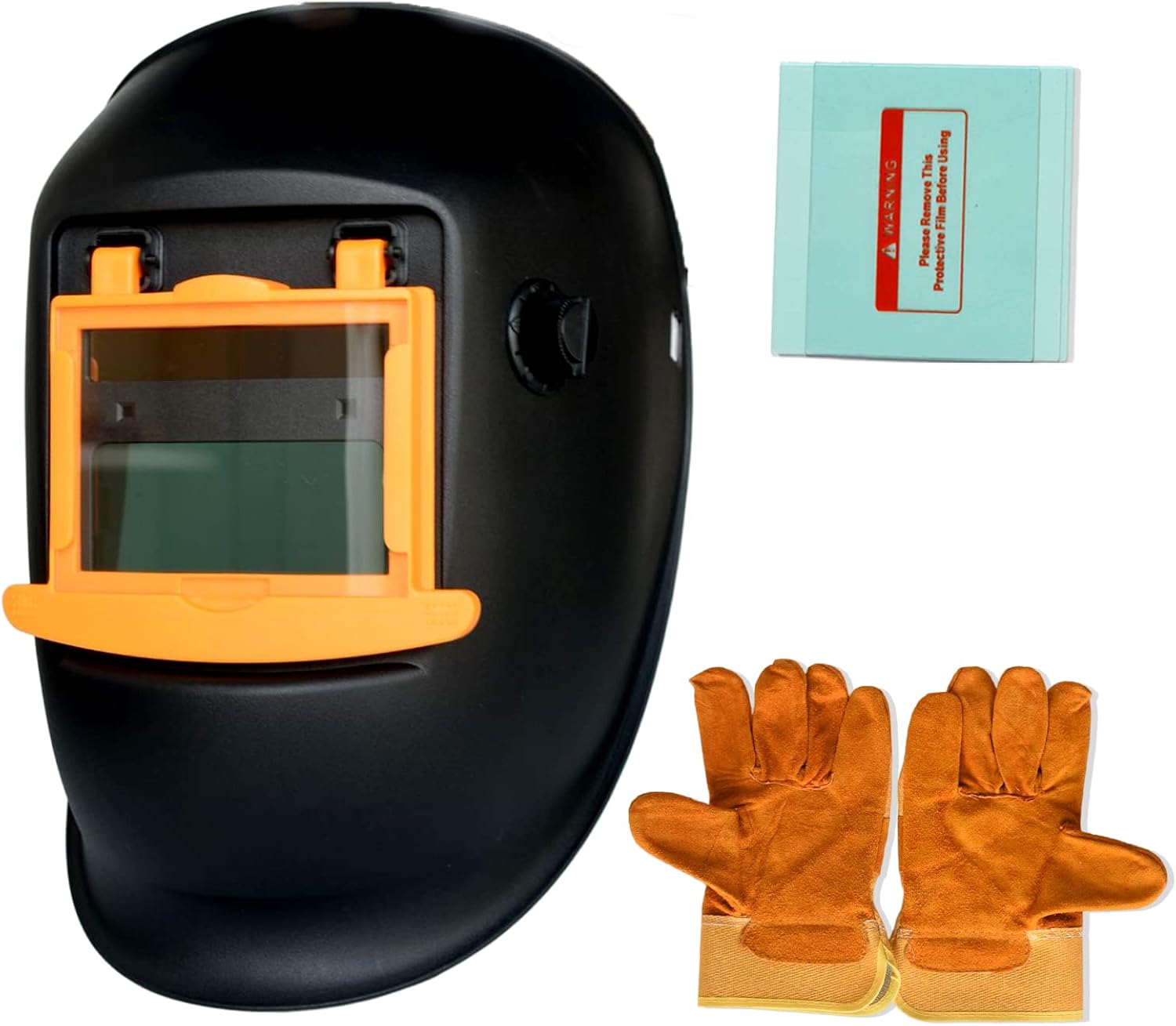 ATEMLEH Auto Darkening Helmet with True Color View and Welding Gloves, Easy-flip Design Welder Helmet, Ultre Light and Solar Powered Welding Helemt, Adjustable Shade Range 4/9-13 for TIG MIG ARC Weld