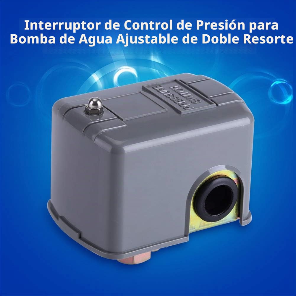 Presostato Bomba Interruptor de Control de Presión de la Bomba de Agua de 40-60 PSI Poste de Muelle Ajustable Doble 110v-230v Bomba de agua de jardín de inyección autocebante