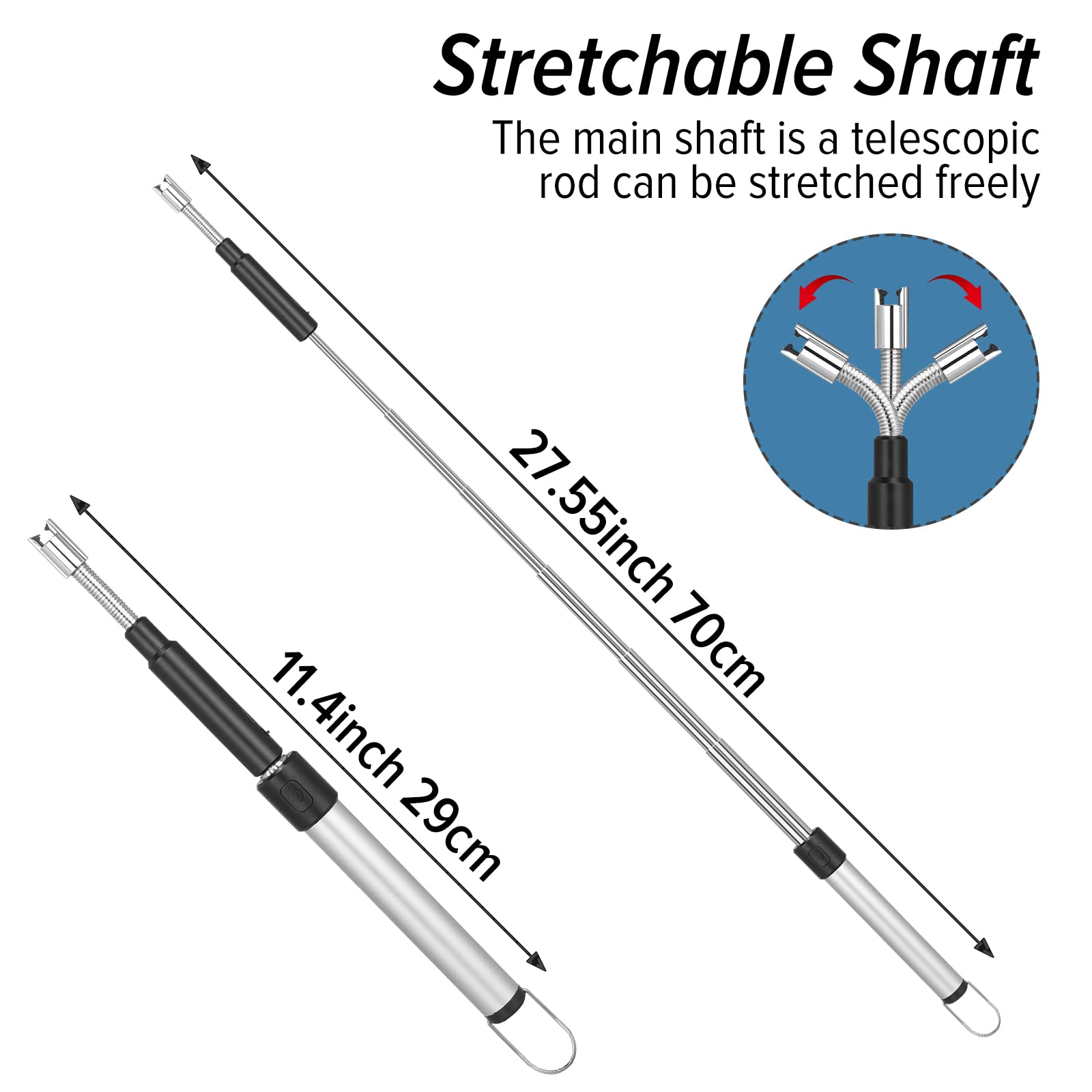 Electric Arc Flexible Neck Long Lighter,Retractable Length 11.4in to 27.55in,Rechargeable Windproof USB Lighter,360° Rotated Ignition Port, Lighters for Candle Fireplace Pilot Light BBQ Grill Silver