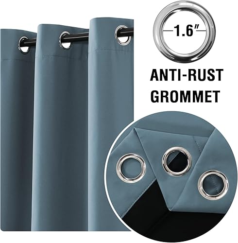 Miniatura 3 de H.VERSAILTEX Paneles de cortina 100% opacas de 45 pulgadas de largo, con aislamiento térmico, cortinas opacas con forro para dormitorio, dos capas,