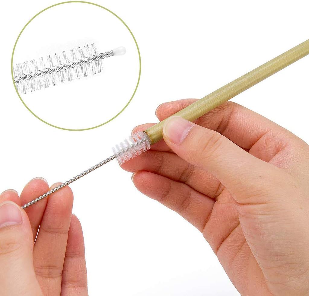 4 Set Bamboo Cutlery Set Bamboo Cutlery Flatware Set Include Fork Spoon Knife Chopsticks Straws Brush with Carrying Bag