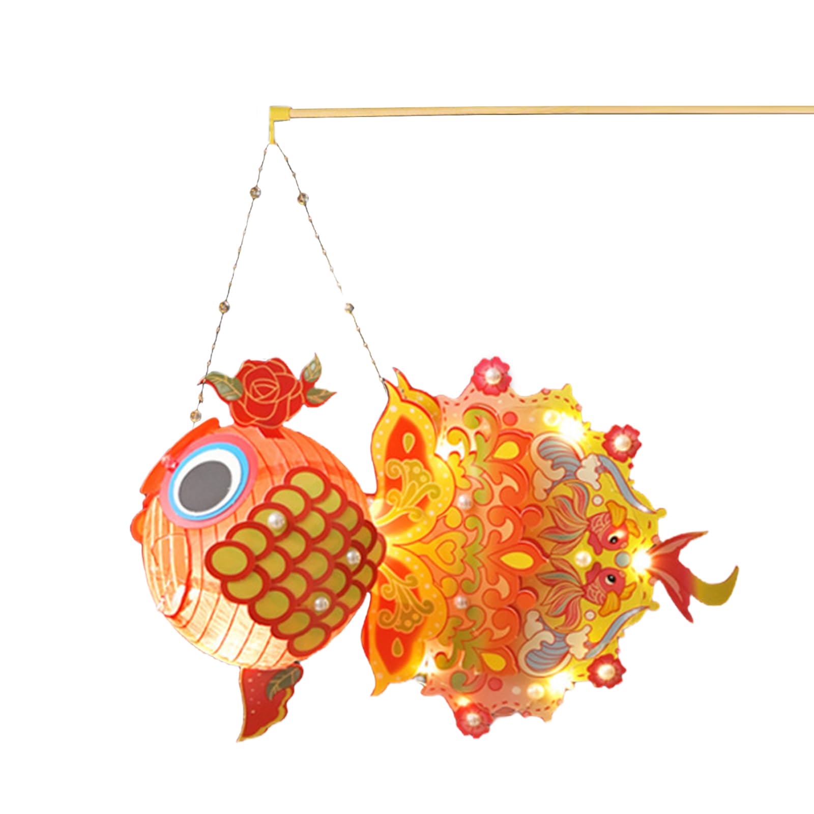 Buxuaaaa Of 4 Fish Lamps Easy Assembly Handheld Scaldfish Light Festives Themed Home Decoration for Festivities Cultural Party Supplies