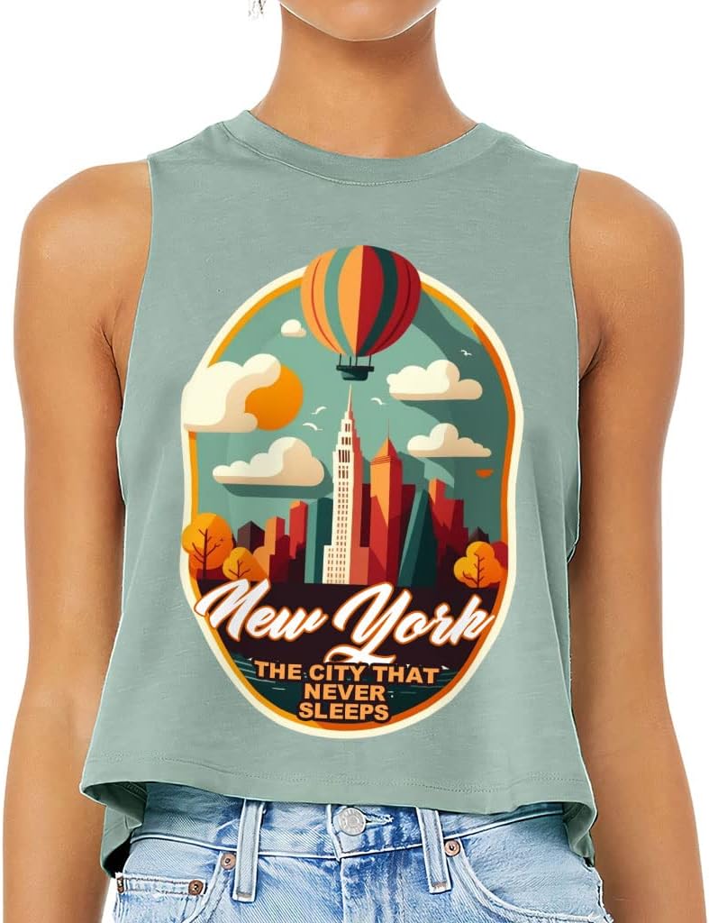 City That Never Sleeps Racerback Cropped Tank - New York Women's Tank - Graphic Tank Top