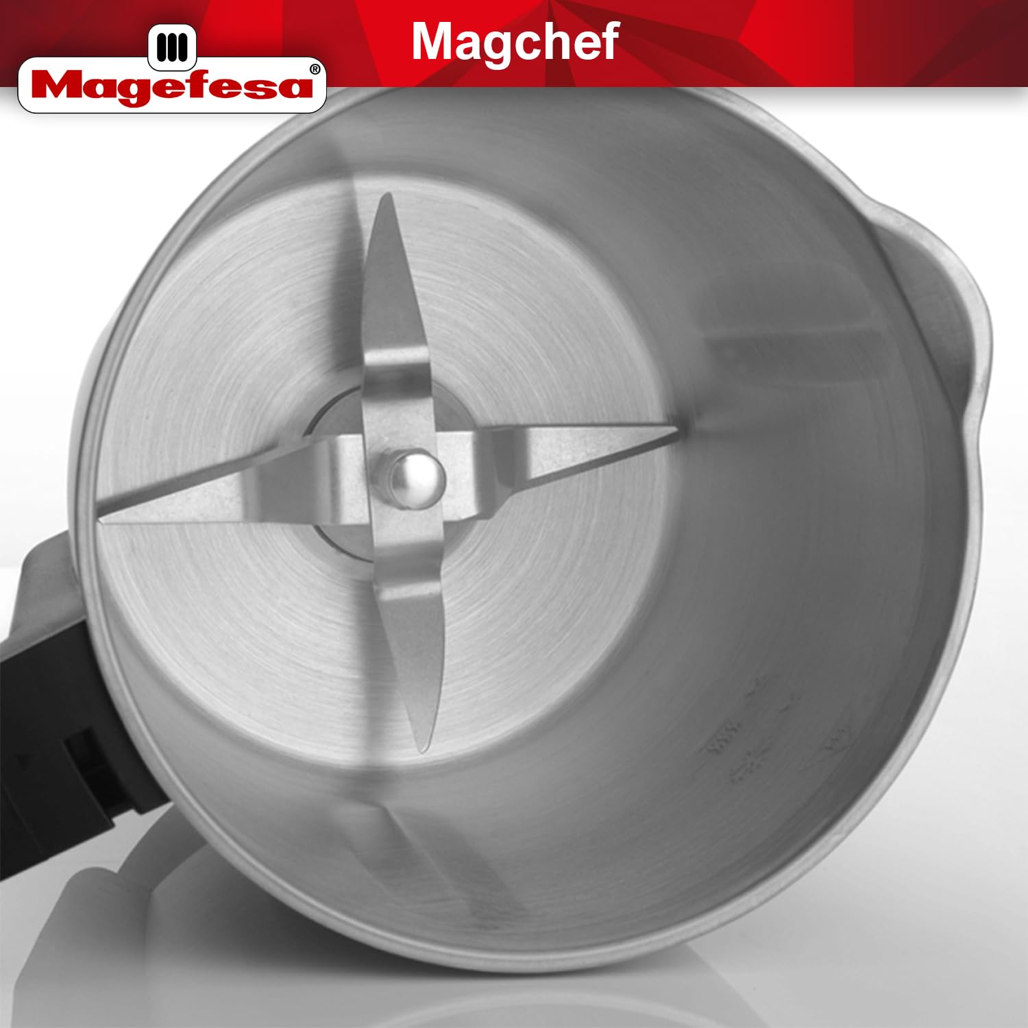Magefesa Magchef - Robot de Cocina Multifunción Negro, 3.3L, 23 Funciones, Incluye Recetario, Espátula, Batidor, Protector de Cuchillas, Vaso Medidor