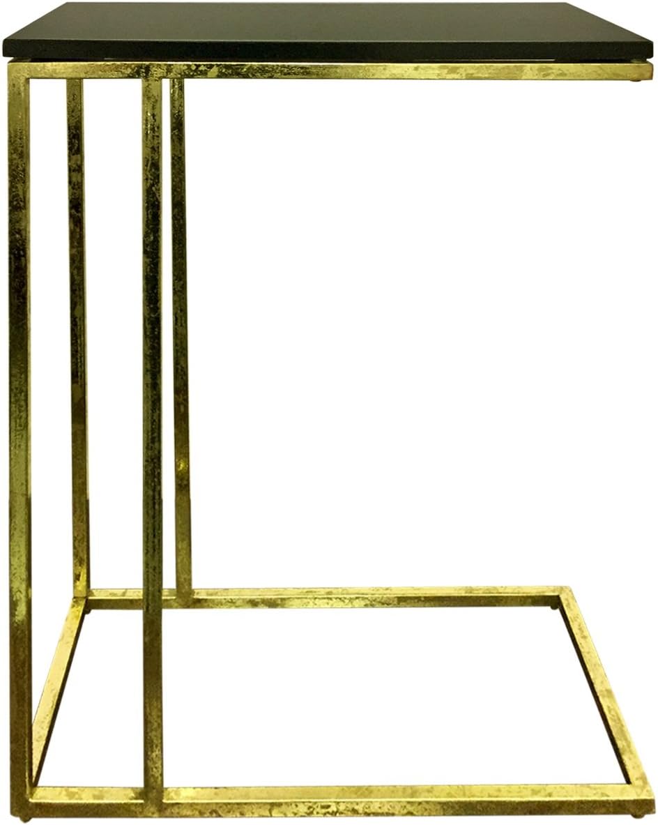 Marko End Marble Top, Square Accent Design, Living Room, Side, Tray, C Table-Gold Leafing