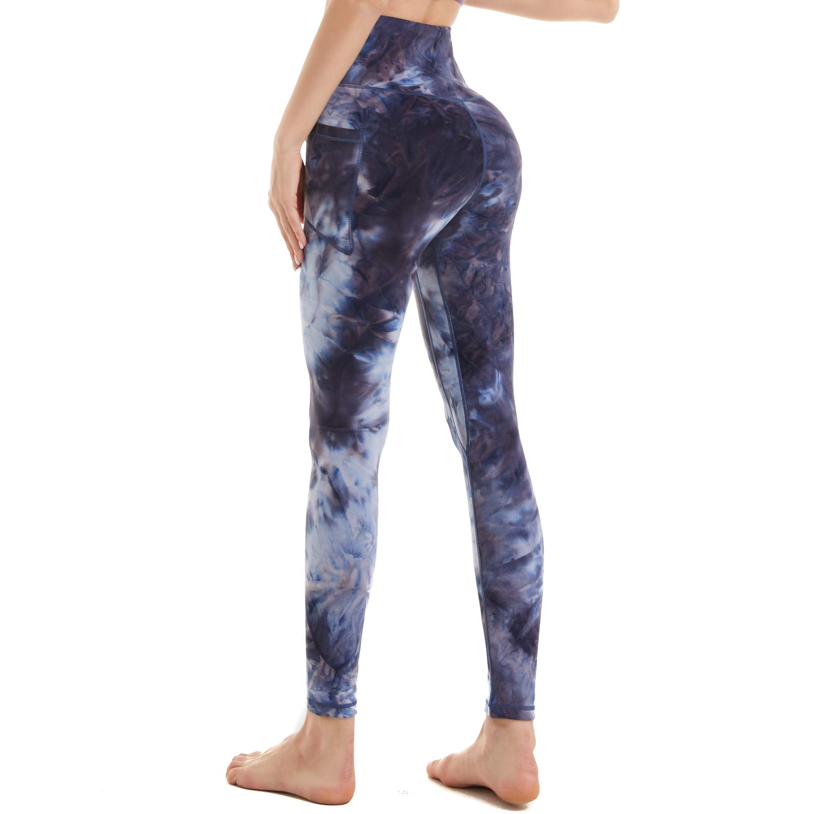 Devirld Leggings da donna con tasche per controllo della pancia, pantaloni a vita alta per yoga, palestra, allenamento, leggings da donna