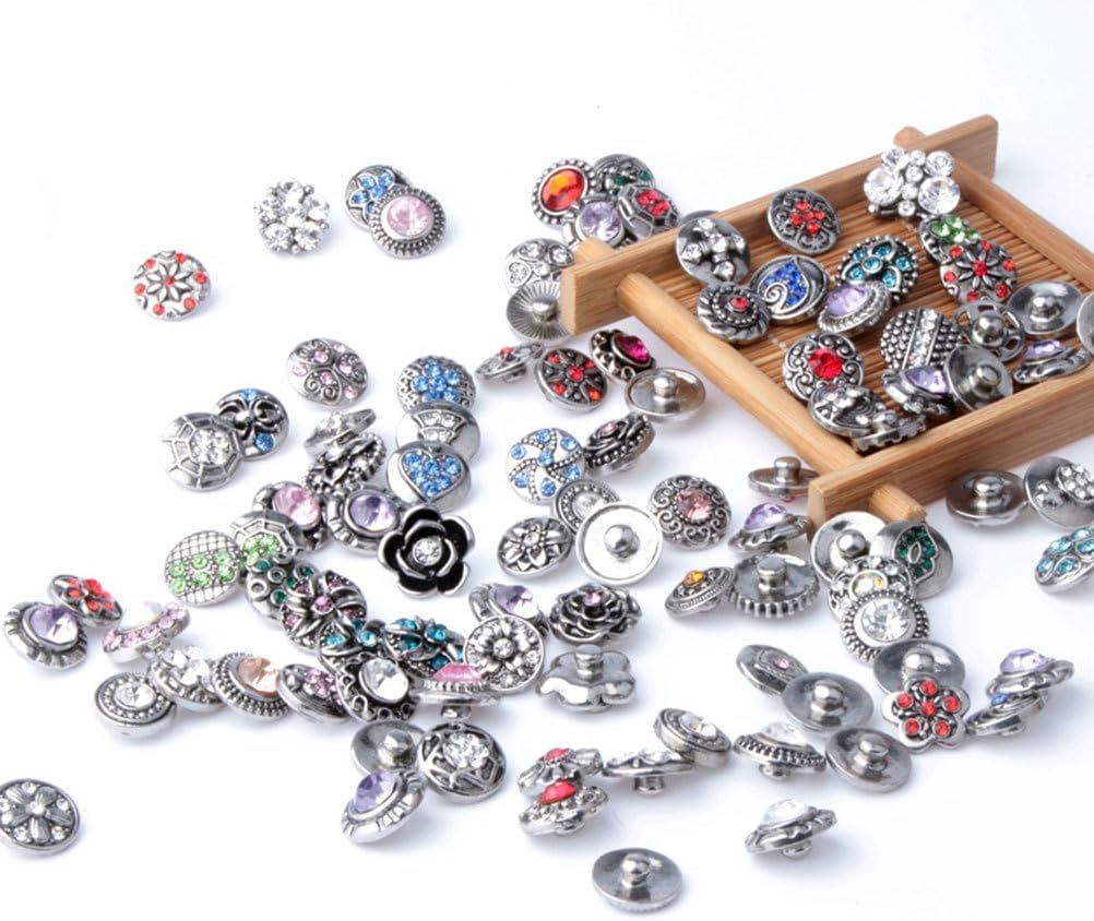 Gemstone Inlay Snap Buttons Mixed Style 0.47In Jewelry Charms for DIY Crafts Costume Decoration Sewing Accessories - Image 4