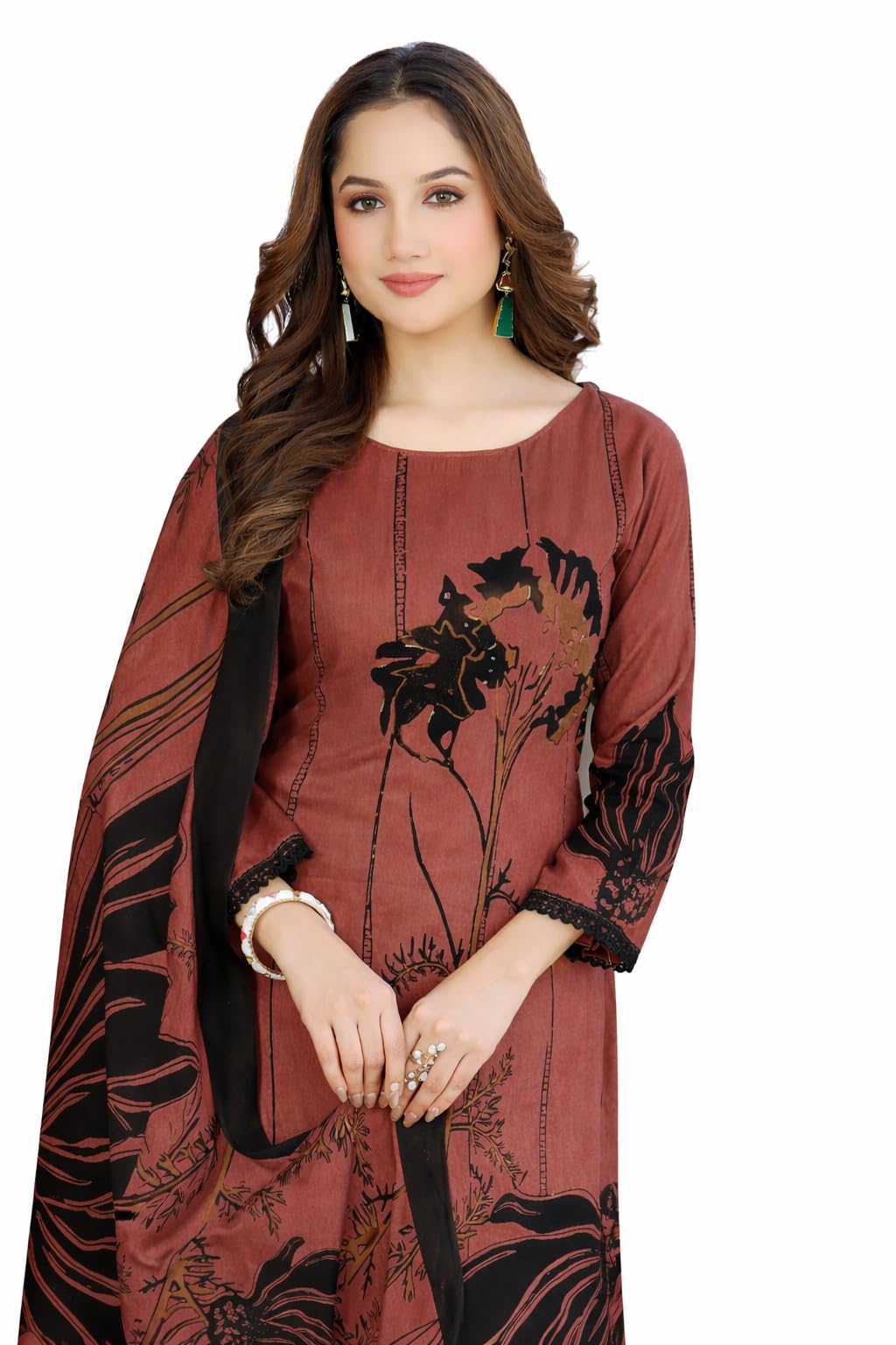 Unstitched Multicolor Crepe Printed Salwar Suit Material-image-44