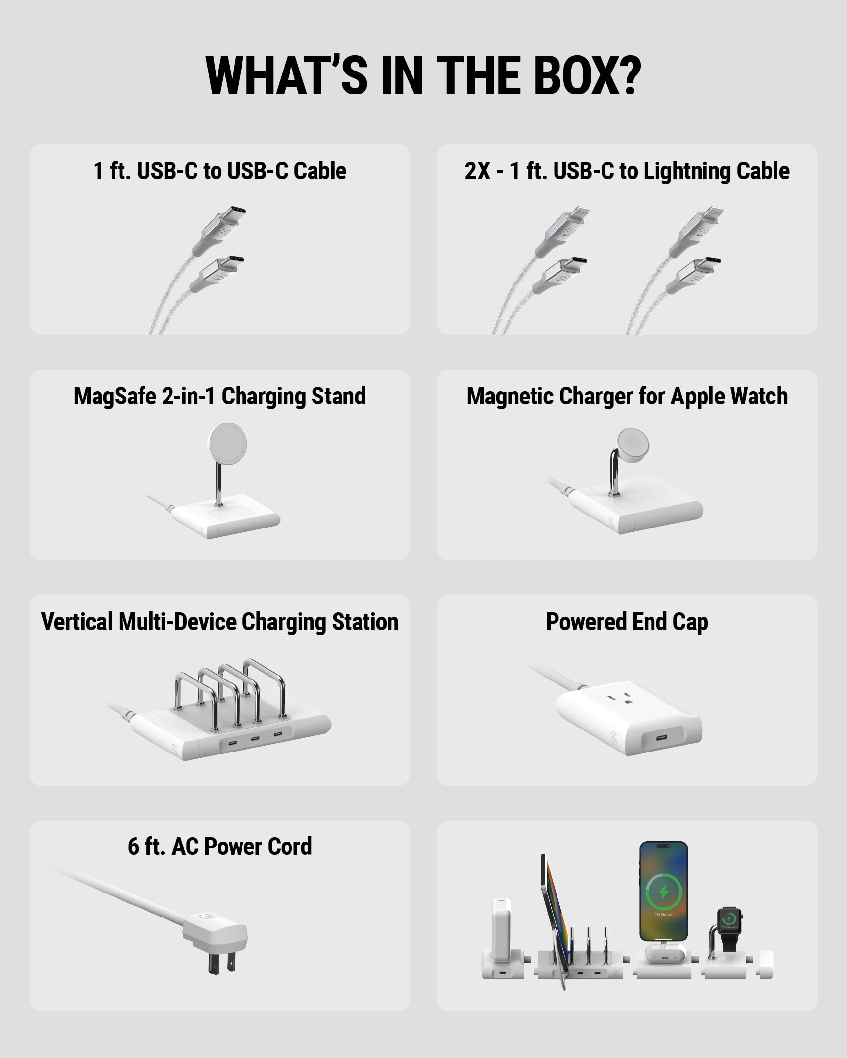 Scosche BaseLynx 2.0 Pro Stazione di ricarica modulare: supporto wireless MagSafe per iPhone, pad di ricarica AirPods, caricabatterie per telefono per più dispositivi, caricabatterie Apple Watch e