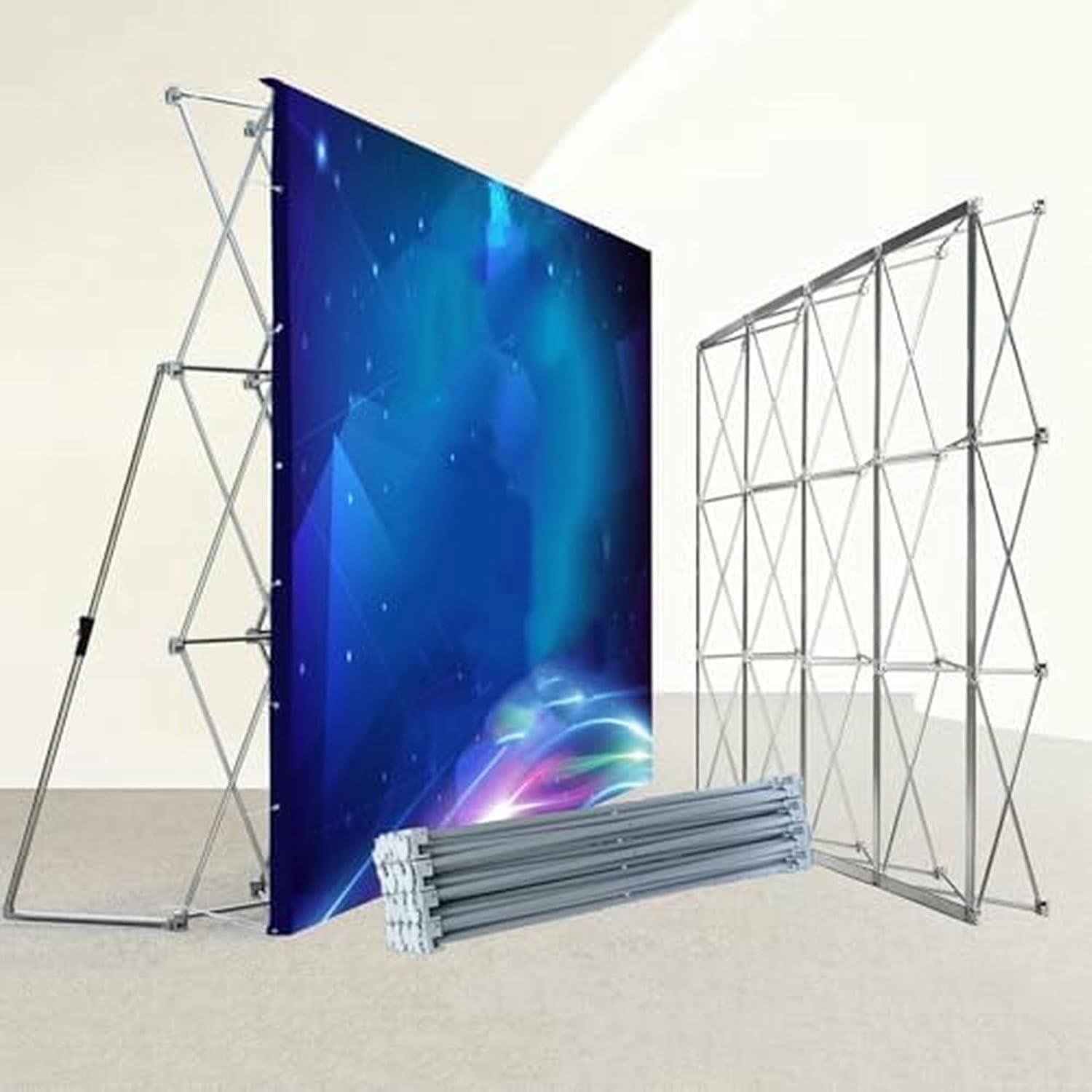 Soporte desplegable para Exteriores - Cabina de exhibición de pancartas de Tela tensada, Estructura Espacial de Hierro para Carteles publicitarios y Eventos comerciales, 300x530cm