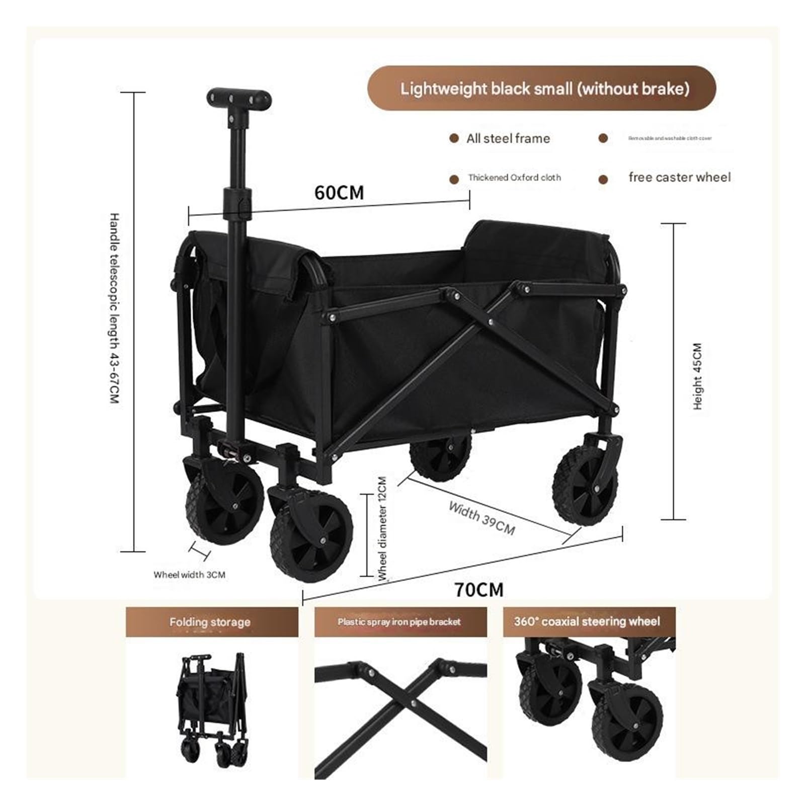 Cact - Carrito de jardín plegable para playa, portátil, ideal para viajes a la playa y actividades de jardinería