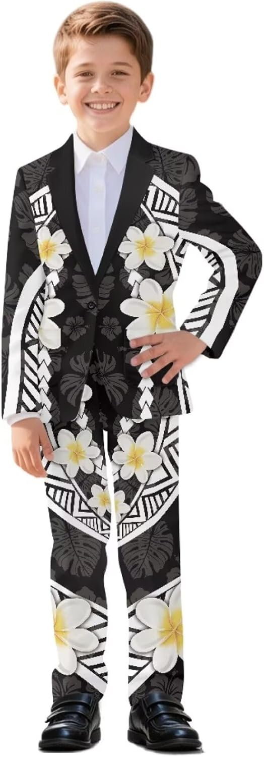 Boys Suits Long Sleeve Formal Blazer Jacket Straight Leg Dress Pants 2 Pcs Dresswear Slim Fit Tuxedo Aged 6-14