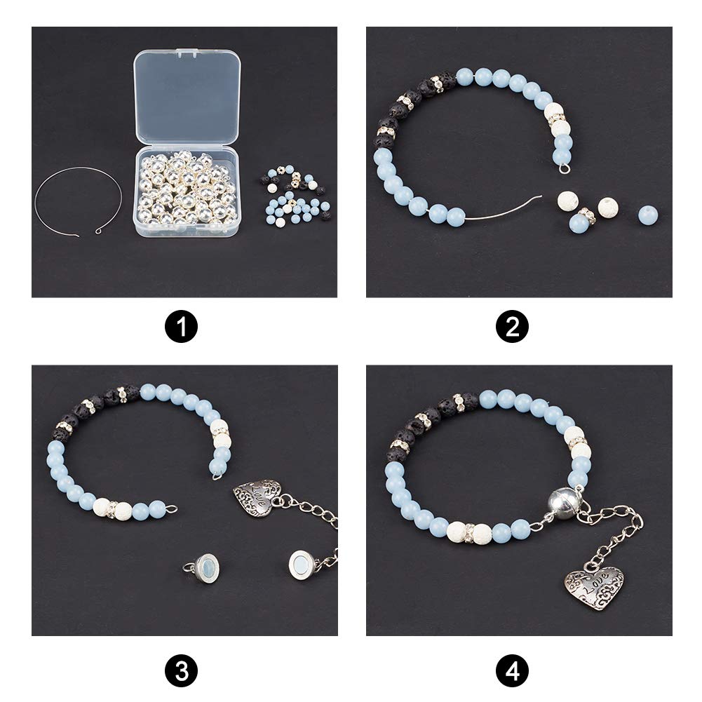 NBEADS 50Pcs 10 mm Redondo Chapado En Plata de Conectores de Latón Fuerte Cierres Magnéticos para Pulsera Collar Hacer, 16 X 10 Mm, Agujero: 1.2 Mm