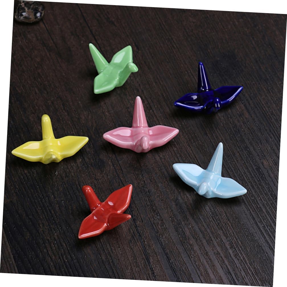 ABOOFAN 12pcs Ceramic Chopsticks Rack Bird Design Stylish Pen Holder and Spoon Rest Dishwasher Safe for Home and Kitchen Use