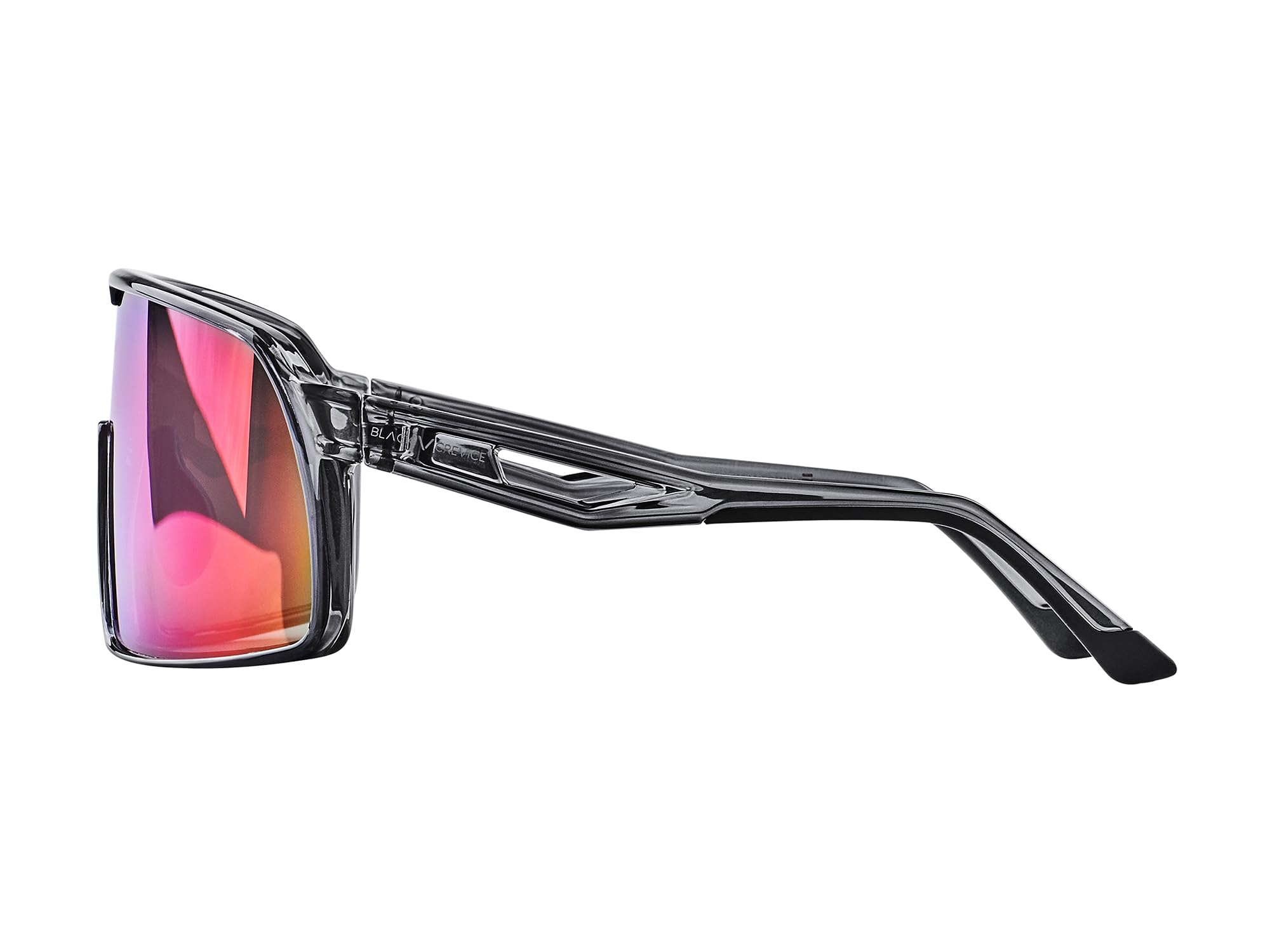 Black Crevice Occhiali sportivi neri, unisex, con lenti cilindriche, custodia e sacchetto in micropile, occhiali da sole sportivi con protezione UV al 100%, occhiali sportivi con naselli gommati e