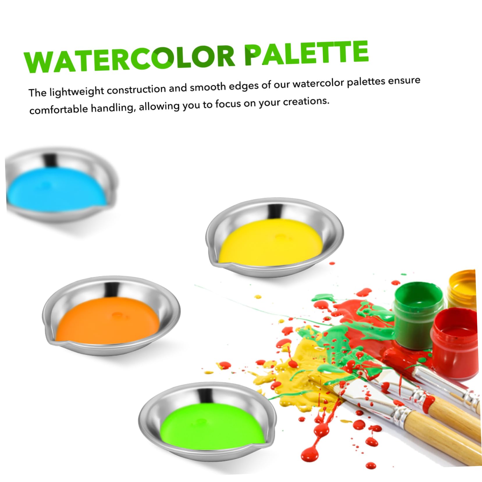Uonlytech 4 Ensembles Palette Plateau Peinture Artiste Tasses Petit Métallique Réutilisable Artisanat Acier Inoxydable 18 Pièces * 4