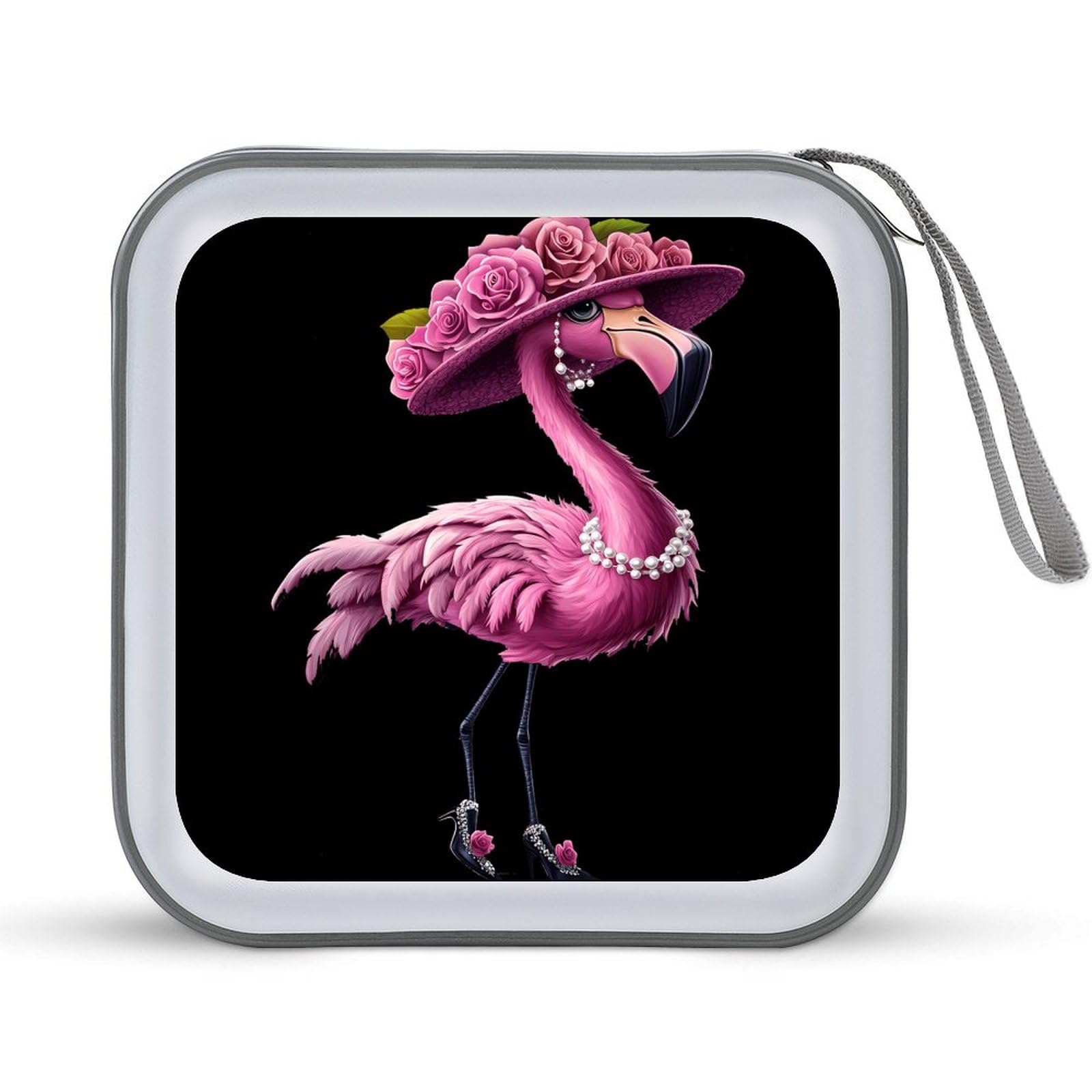 Beautiful Flamigos Lady CD Case Plastic DVD Case Holder Wallet Disc Storage Organizer for Car Travel