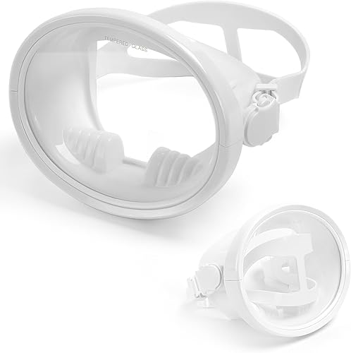 Equipo de esnórquel para adultos  Máscara de vidrio templado antivaho, falda ovalada de silicona para pesca submarina, apnea y esnórquel, ajuste