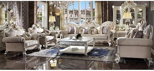 Miniatura 4 de Acme Sofá Picardía con almohadas en tela beige y perla antigua