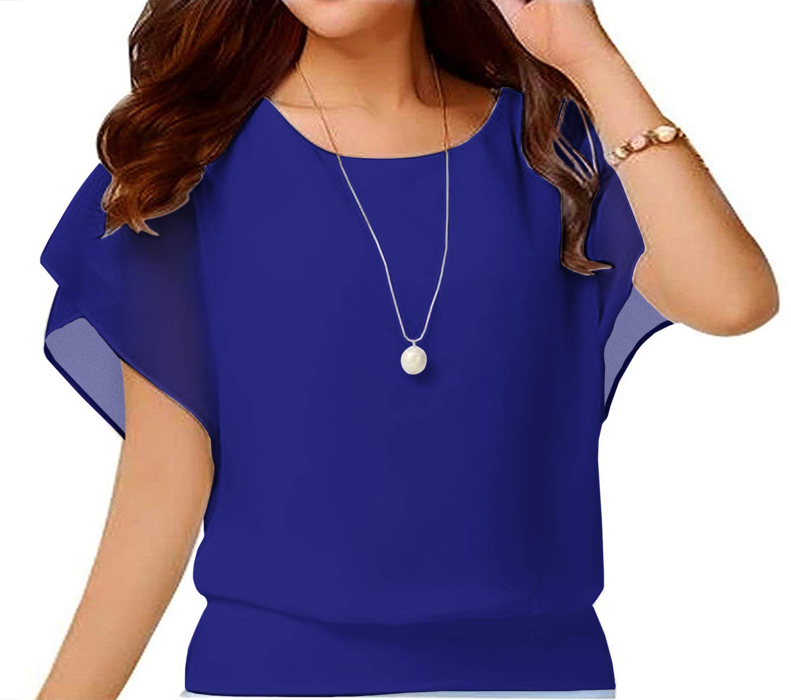 Yommay Blusas de verano para mujer, elegantes, informales, de gasa, camisetas de manga corta