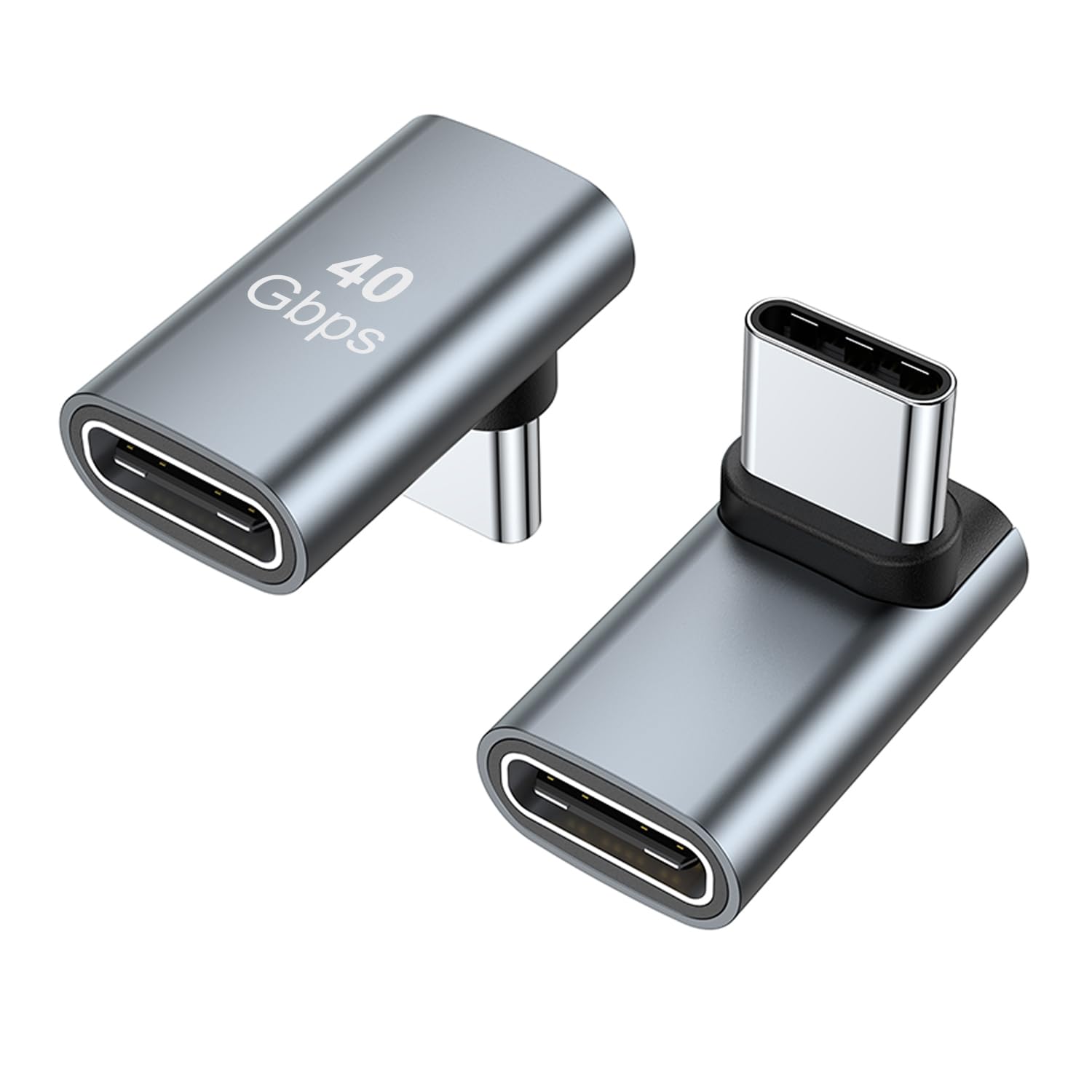 AreMe 90 Degree USB-C Male to Female Adapter, 2 Pack Right Angle 100W Type-C Adapter Extender for Steam Deck, ROG Ally, Switch, Notebook Computers,