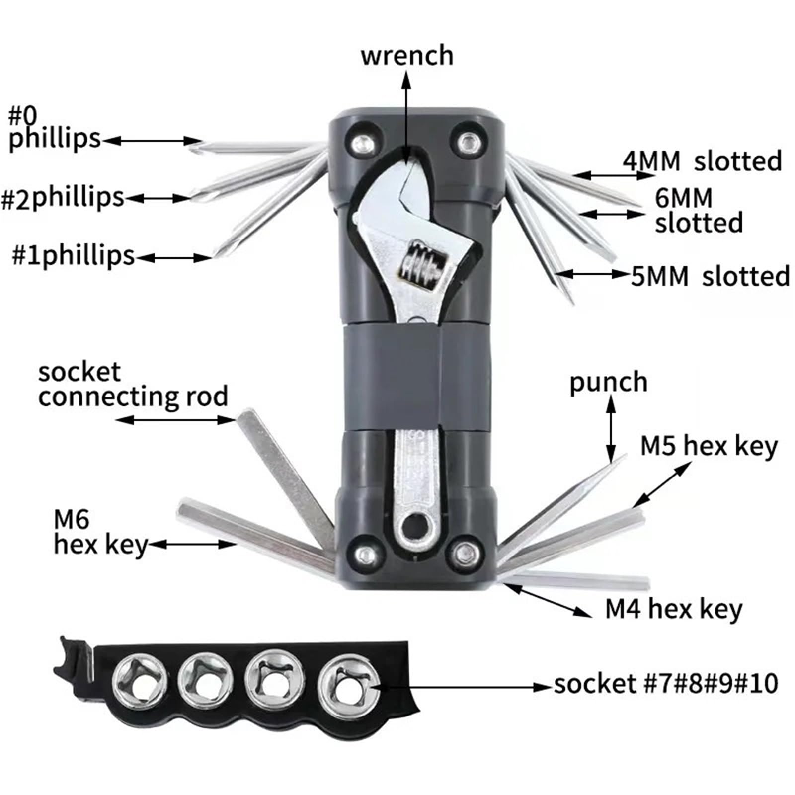 Kit Di Attrezzi Multifunzione For Bici 16 In 1, Set Multiuso Con Cacciavite For Riparazione Pneumatici E Attrezzi A Catena For Ciclismo Su Strada MTB