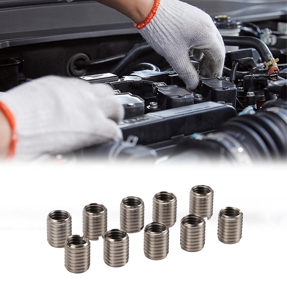 Thread Adapter Reducing Nut Inserts, Stainless Steel Threaded Reducers Adapters Repair Sleeve Reducer M10x1.5 Female M12x1.75 Male Conversion Nuts for Plumbing Compressed Air Hydraulic 10PCS