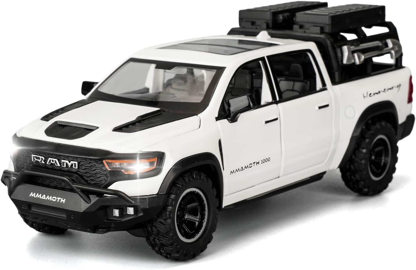 HITRUZ RAM Mammoth 1:32 Scale White Alloy Metal Pick-Up Toy Truck - Image 1