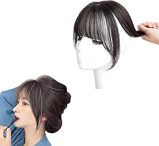 Front Hair Extensions for Women, Nish Hair Topper for Thin Hair, 3D French Air Bangs Hair Extensions for Women, Brown Black Hair Extension for Instant Hairstyle Change-picture-35