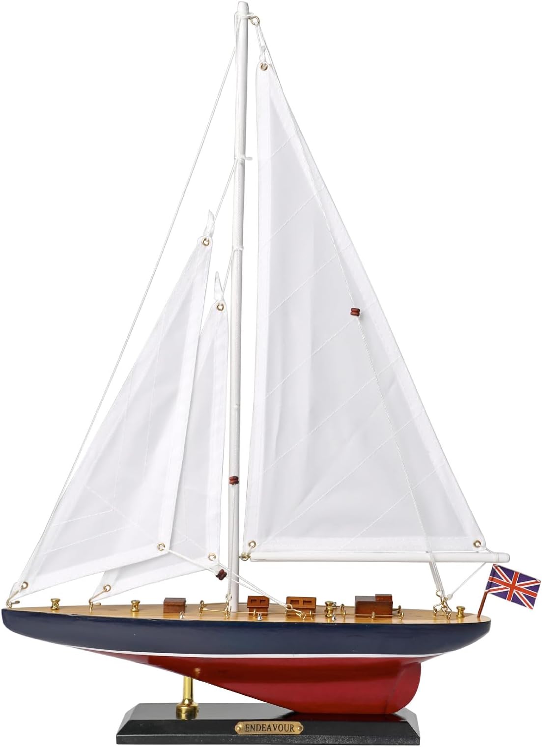 Wooden Sailboat Decor Sailing Boat Yacht Model 19" Endeavour Enterprise Scale Replica Nautical Decor Corporate Personalized Gift (Endeavour 19inch)