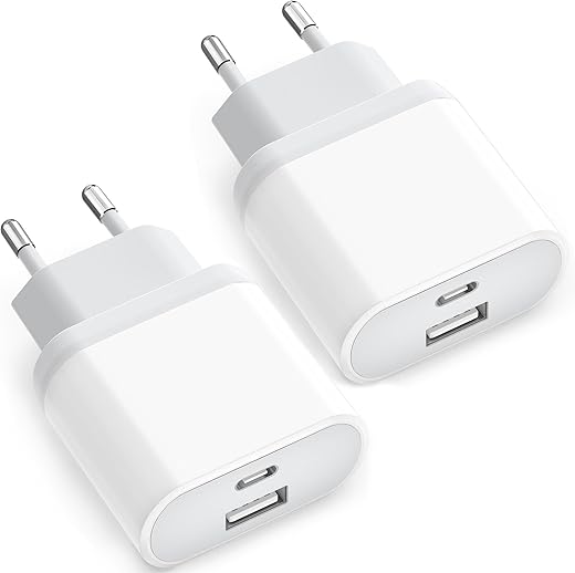 2 Pack Chargeur USB C 20W Rapide Prise pour iPhone 15 14 13 12 11 Pro Max SE XS XR 8 Plus, Samsung Galaxy, iPad, Téléphones, Embout Type USBC Secteur Alimentation Tete Mural Bloc Adaptateur Anlikool
