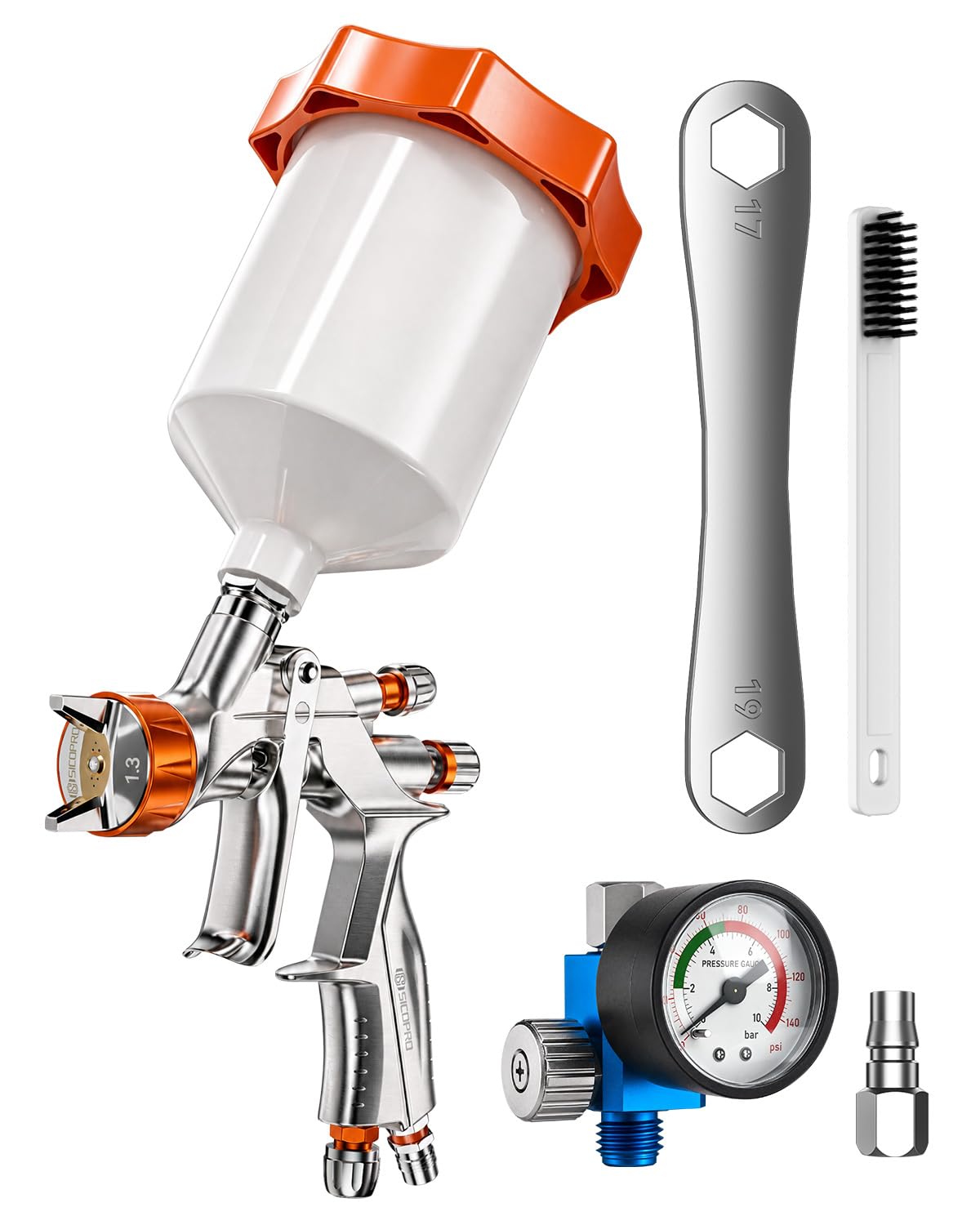 Professional LVLP Paint Sprayer Gun for Painting Cars, House Painting, Paint Guns Automotive, Upgraded Car Painting Gun,1.3mm High-Precision Nozzles, Varnish and Top Coat (Orange)