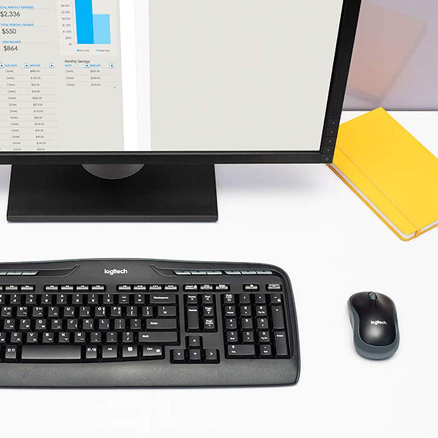 Logitech MK330 Combo Teclado y Ratón Inalámbrico para Windows, 2.4 GHz con Receptor USB, Ratón Inalámbrico Portátil, Teclas Multimedia, PC/Portátil, Disposición QWERTY Español, Negro